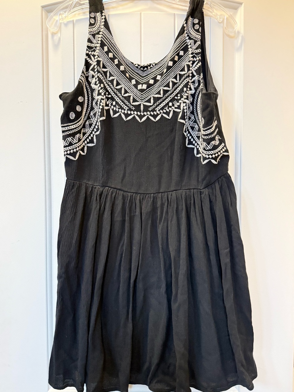 Xhilaration Black Dress with White Embroidered Yoke